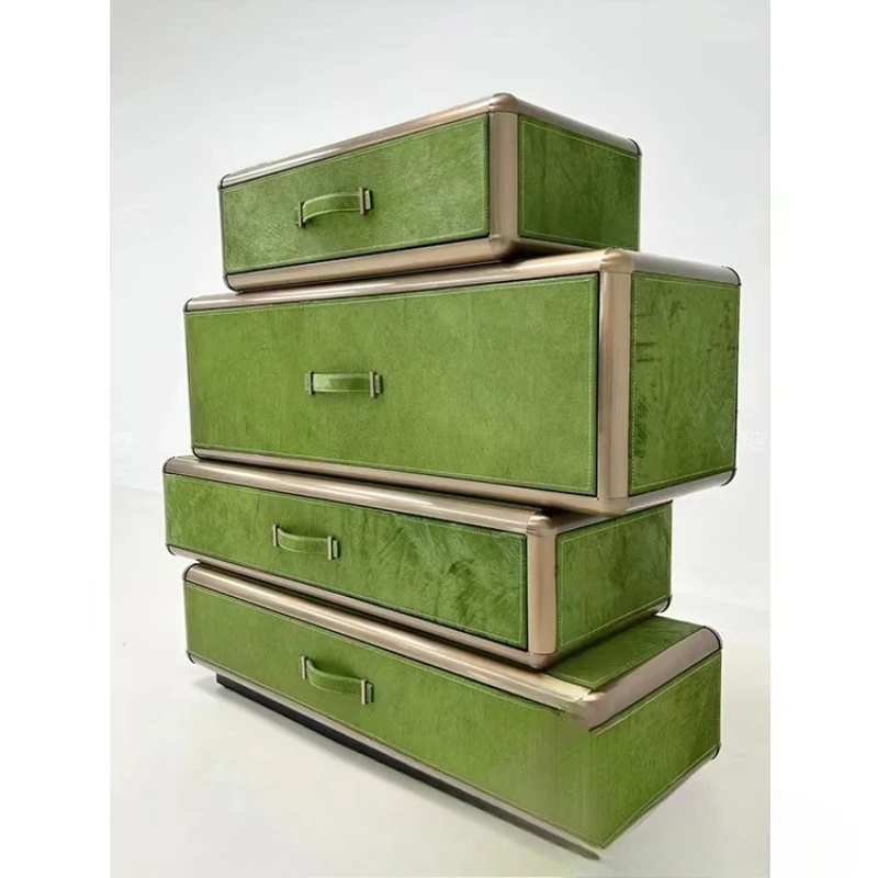 

Fashion Design Green Velvet Rectangle Cabinet Living Room Steel Frame Locker with Drawer