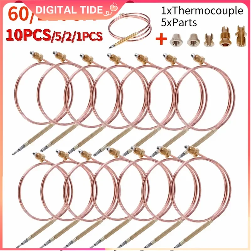 Gas Thermocouple Valve Heat Sink 60cm 120cm for Hot Water Boiler Gas Oven Sensitive Appliances Cooking Stove Replacement