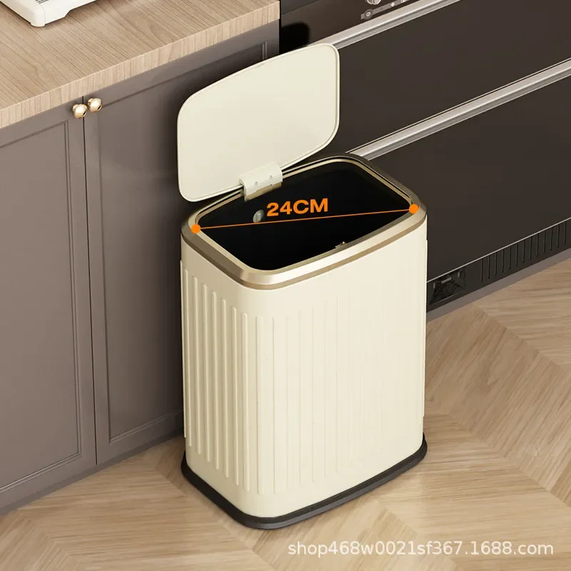 for 8L Press Type Square Stainless Steel Trash Can with Lid Hotel Light Luxury Kitchen Sanitary Bucket 2025 New Cross Border