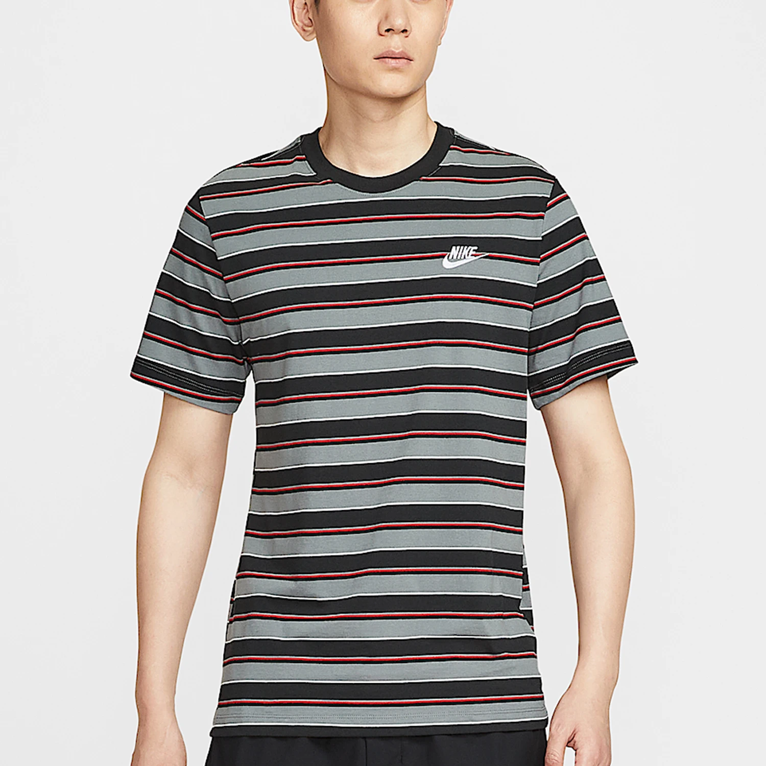 Nike véritable été hommes décontracté rayé doux respirant à manches courtes HJ0551-011