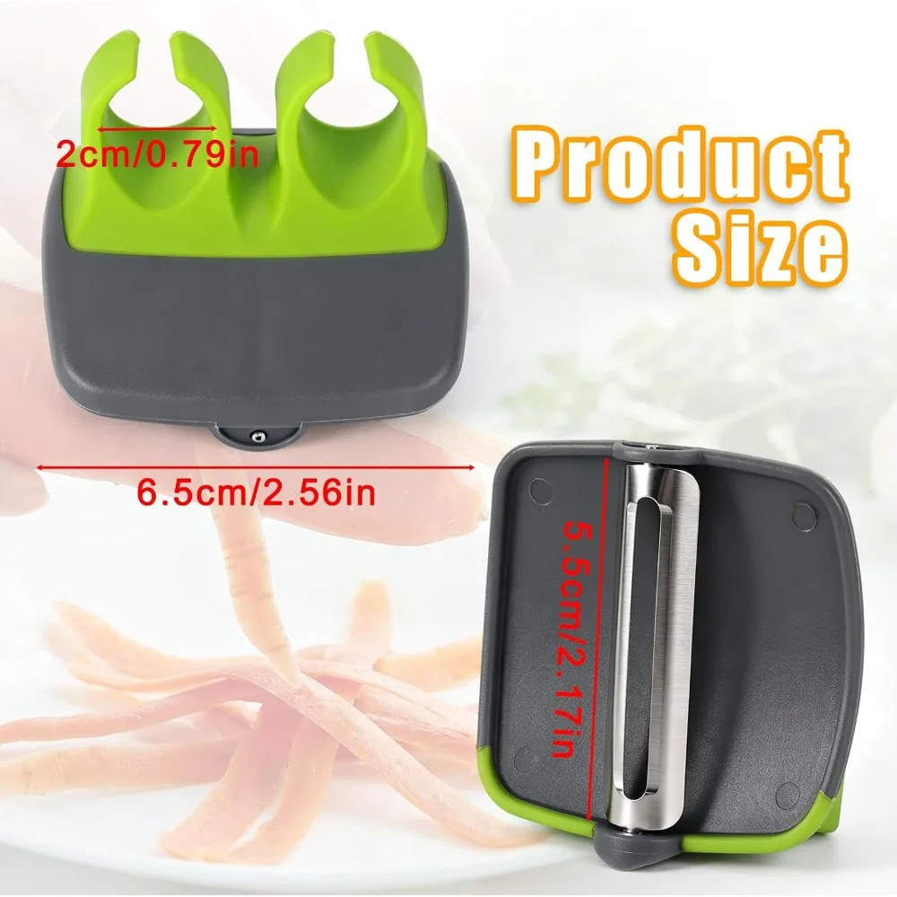 3pcs Fruit and Vegetable Peeler Set - Includes 3 Finger and Palm Peelers Features Comfortable Rubber Finger Grips