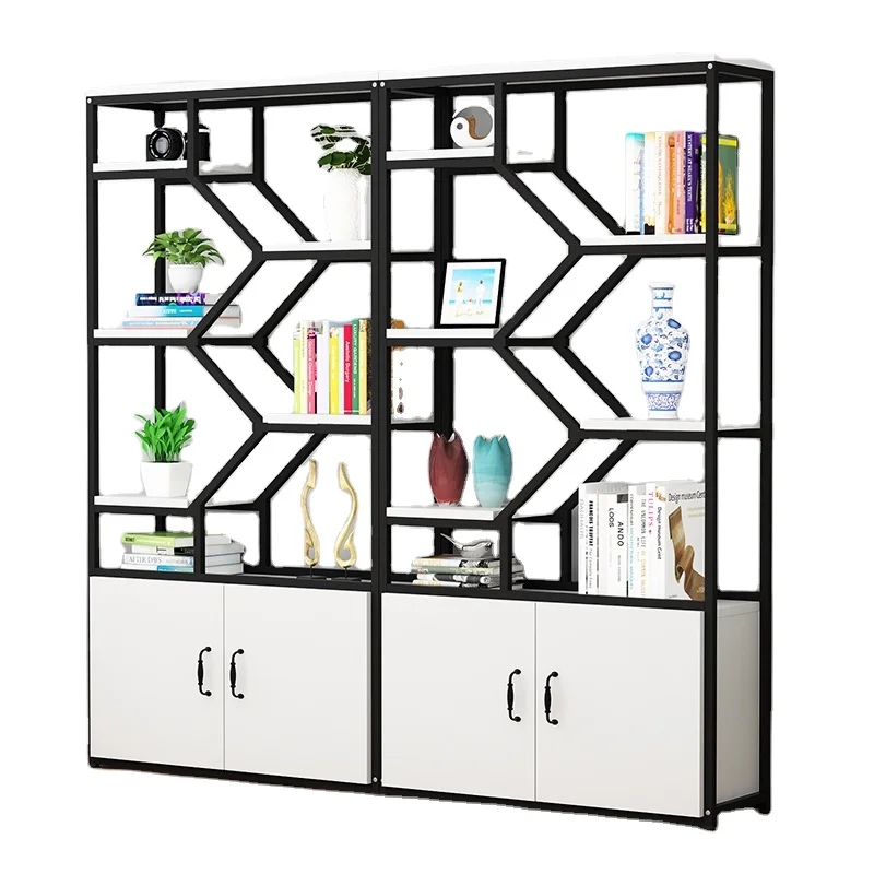 Fashion household bookshelf storage life library wooden wrought iron bookshelf bookcase