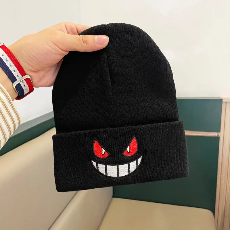 Gorro de Gengar de punto bordado para adultos y niños, gorro cálido de Anime Unisex, regalo de Navidad, utilería de Cosplay, Otoño e Invierno