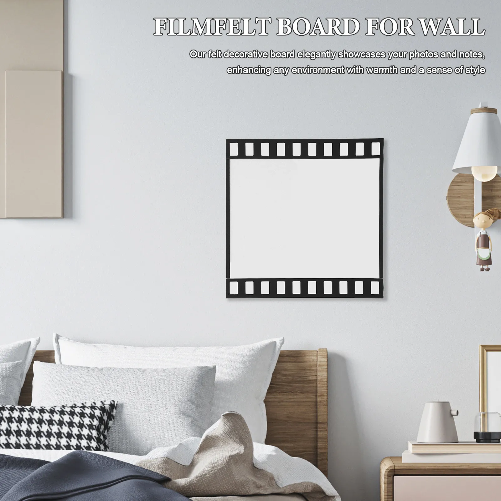 Felt Bulletin Board Retro Filmstrip Photo Frame Small Self Adhesive Notice Board 15.7x15.7 Inch Decorative Memory Photo Wall