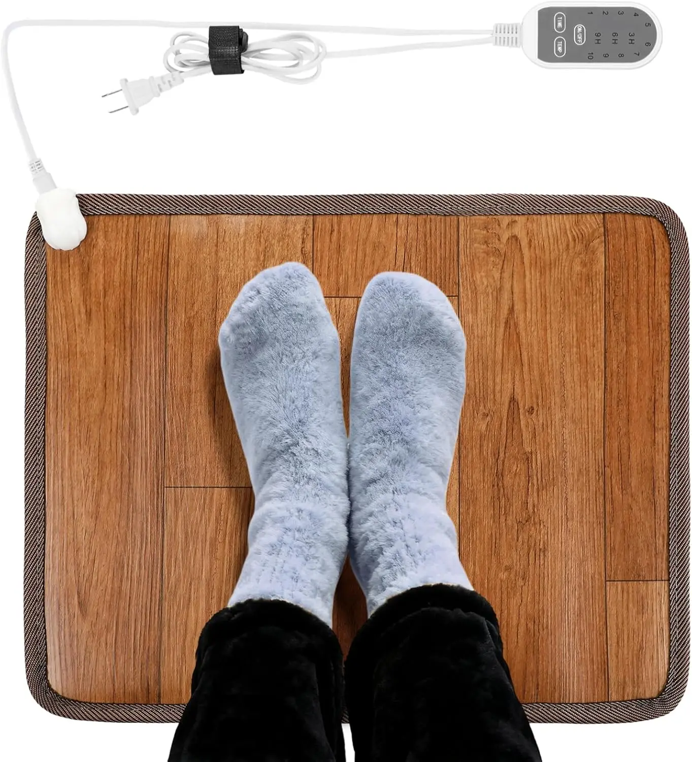 

Нагреваемый напольный коврик 15.7x19.7 дюймов с 10 температурными режимами и 3 таймерами для дома и офиса, для зимнего тепла