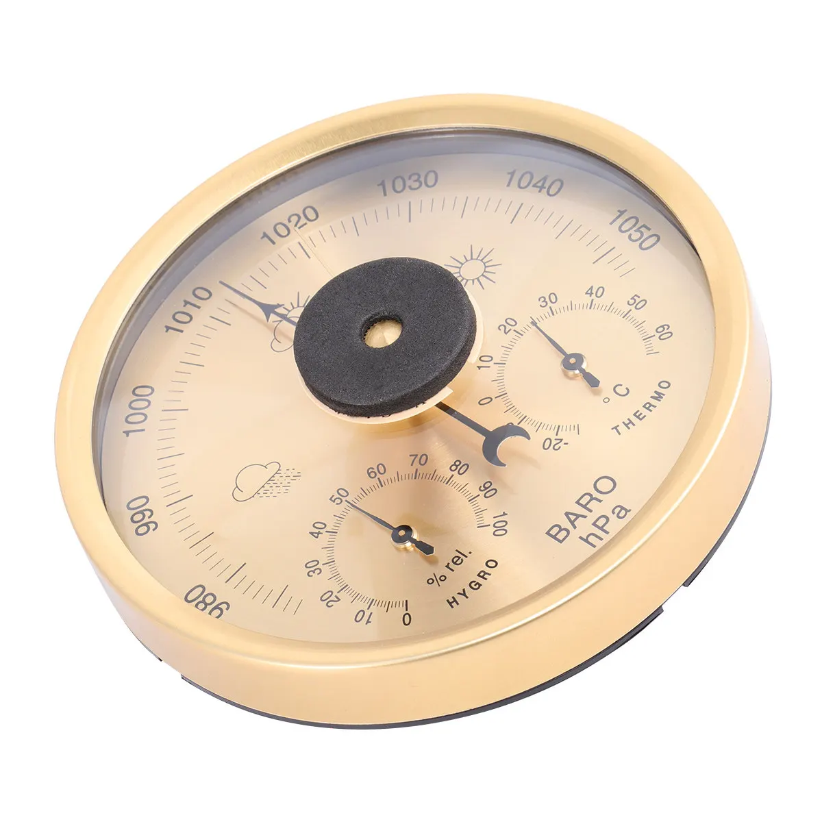 

3 in 1 Analog Weather Station Barometer Thermometer Hygrometer Indoor Outdoor Use Stainless Steel Frame Black White Face
