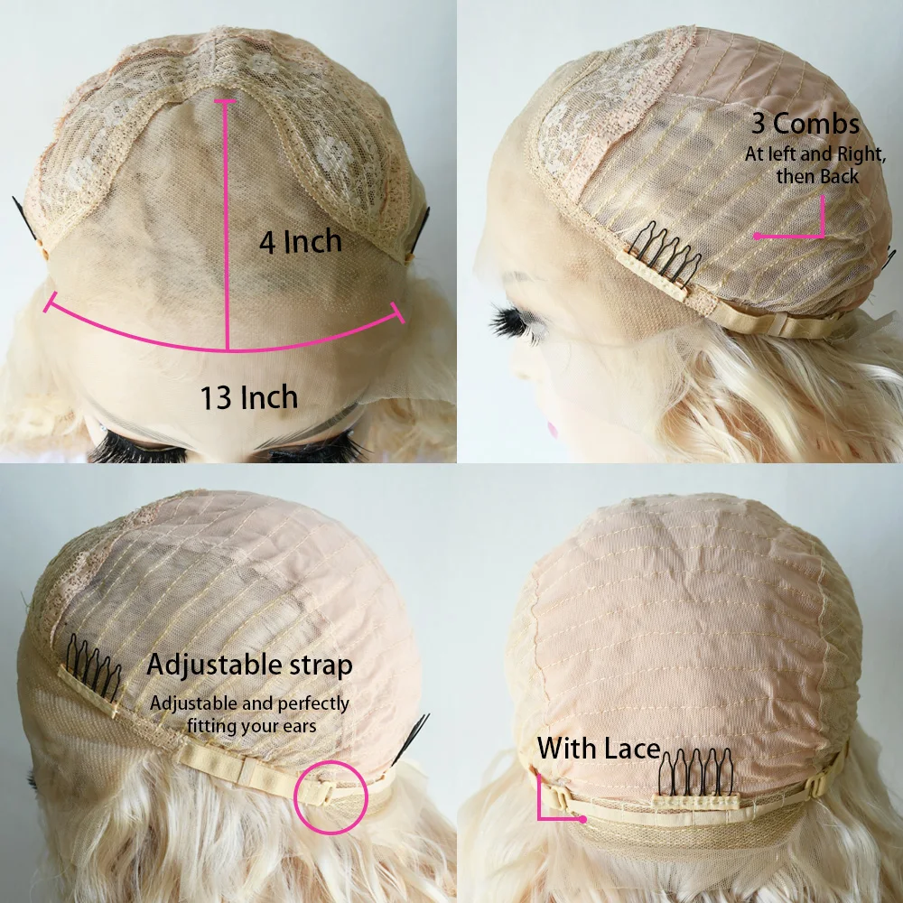 Rose Pink Small Curls Lace Front Wig 13x4 HD Deep Wave Frontal Wig for Women Synthetic Lace Frontal Wig Pre Plucked Daily image 5