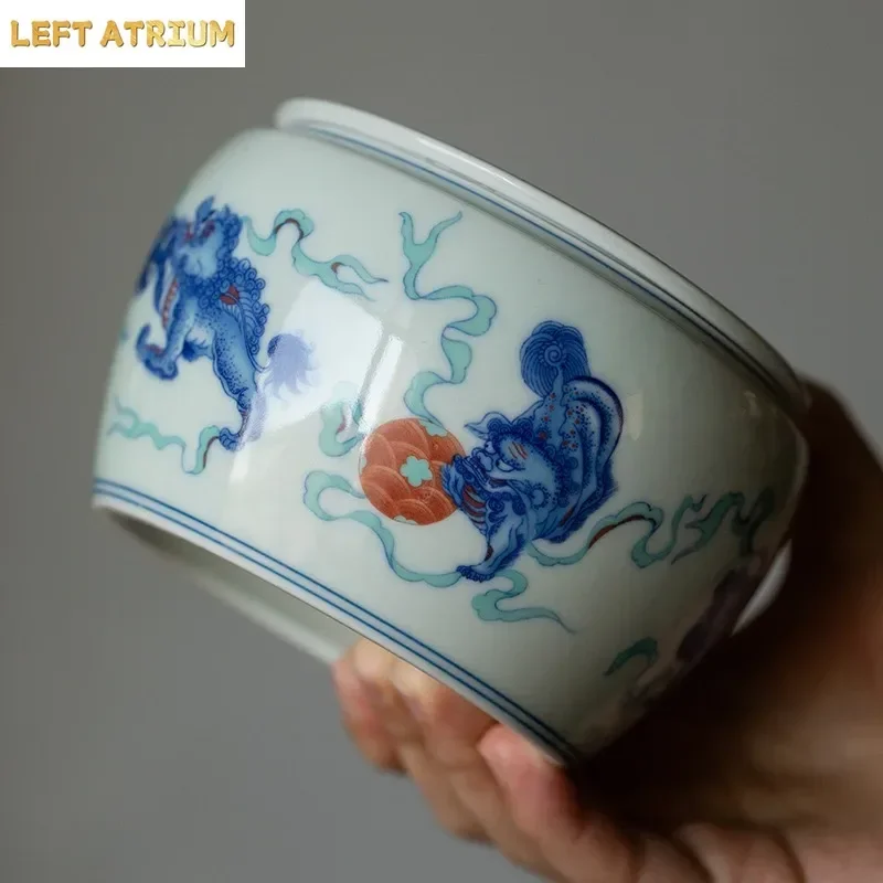 Antique Blue and White Building Water, Chinese Ceramic Tea Ceremony Accessories Tea Washing and Drying Tea Party Wastewater Tank