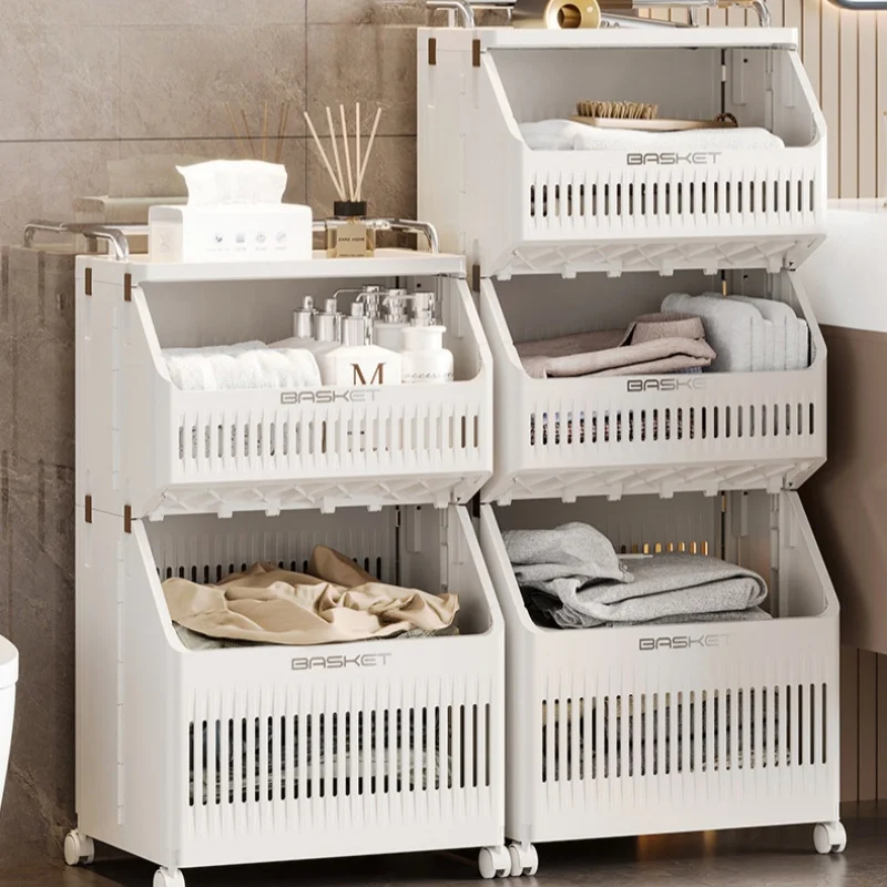 Folding Dirty Laundry Basket Household Storage Basket Thickened Laundry Basket Floor Storage Bin Multi-functional Shelf New