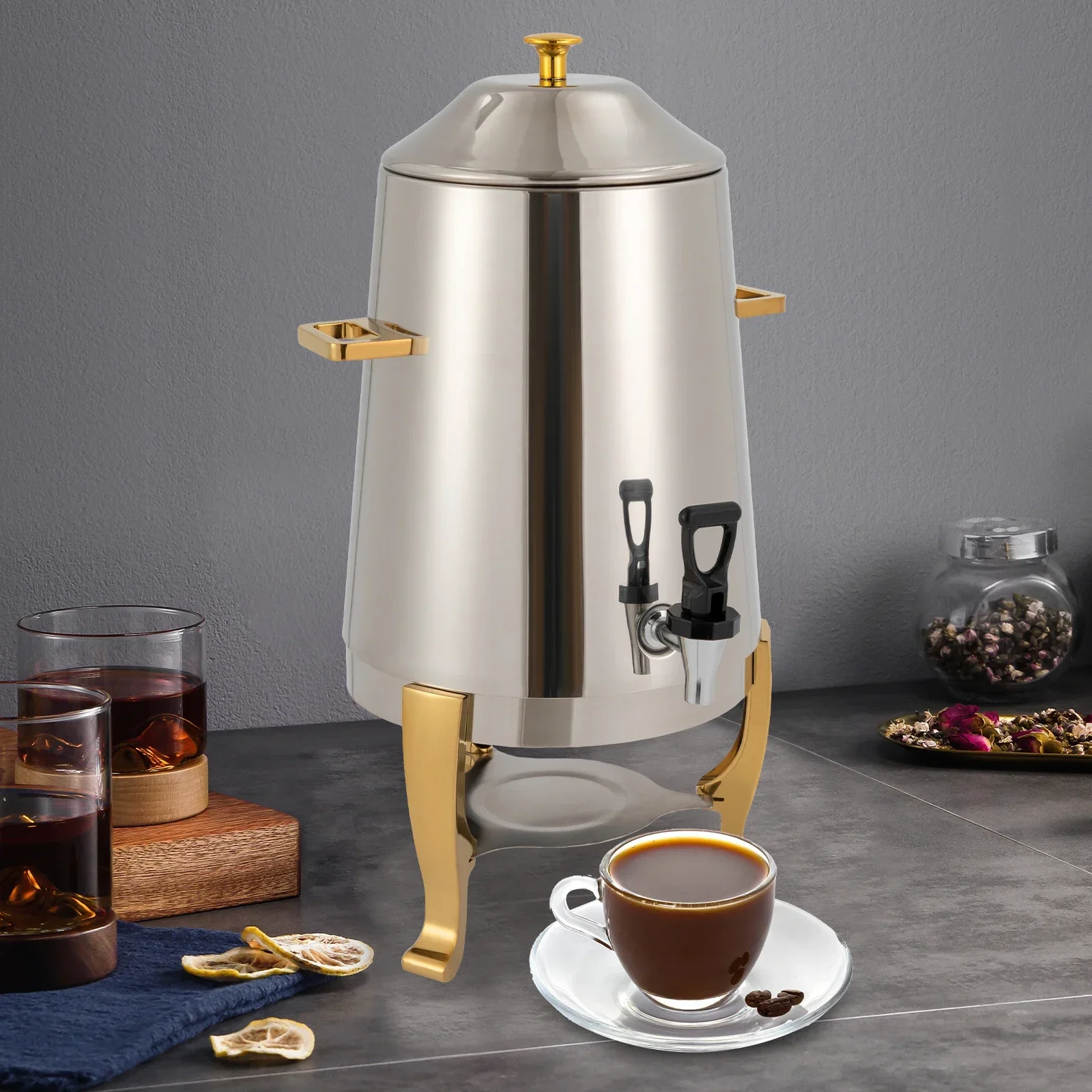 

Stainless Steel Coffee Chafer, Hot Beverage Dispenser, W/ Spigot & Fuel Holder, for Parties Event Buffet Catering 13L