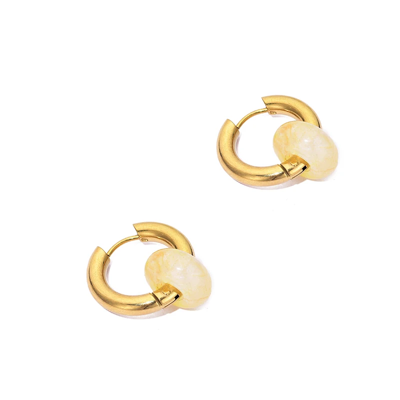 Klassische Mode Naturstein Runde Perle Creolen Frau Türkisen 3,0mm Dicke Edelstahl Ohr Schnalle Ohrringe Schmuck – Detail 32