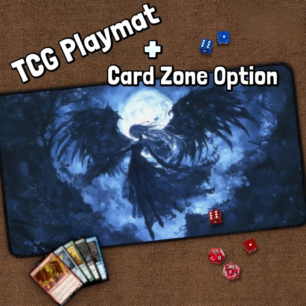 Fairy TCG Playmat | Winged Fantasy Creature Card Game Mat Blue Moon Magical Artwork Enchanted Tabletop Gaming Mat pc accessories