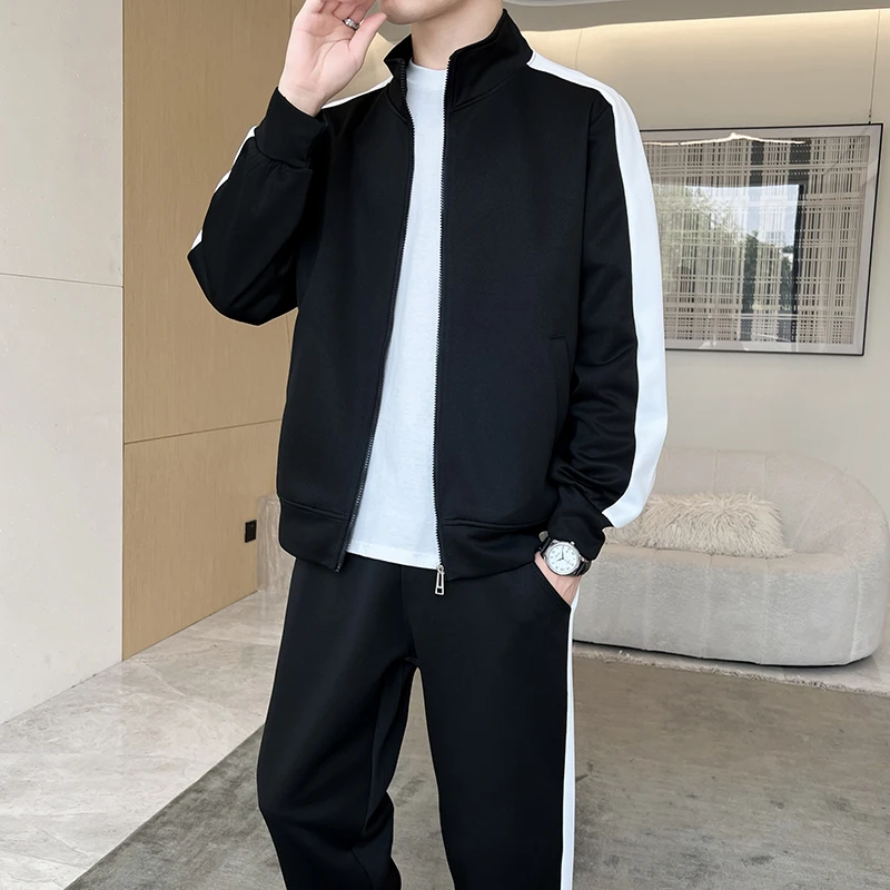 Autumn Men Tracksuit Casual Joggers Patchwork Sportswear Jackets And Casual Pants Suit Set Two Piece Fashion Casual Sports Sets
