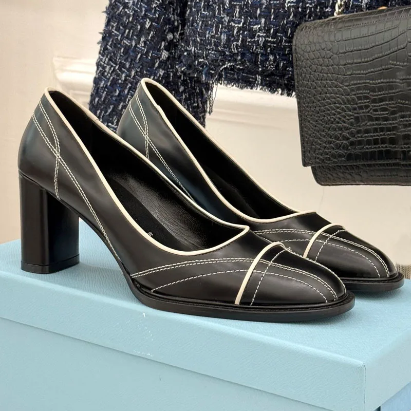 

High Quality Women's Minimalist Shoes Cow Leather Upper Lambskin Lining Leather Outsole Stylish Design Daily Office Casual Pumps