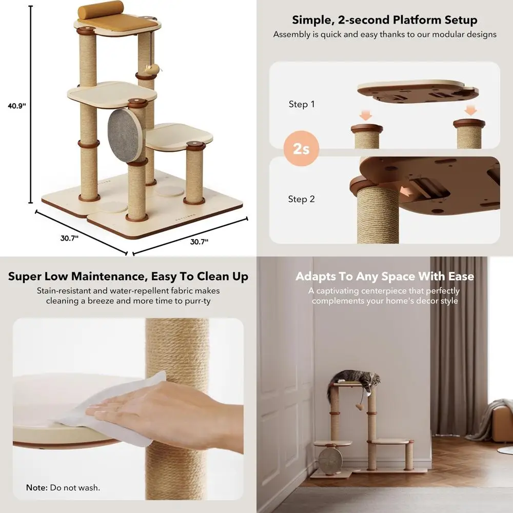 

PETLIBRO Бесконечная башня для кошек для домашних кошек, модульный дизайн с кроватью для кошек, игрушкой, войлочными подушечками, сизалевыми когтеточками, 2-секундными