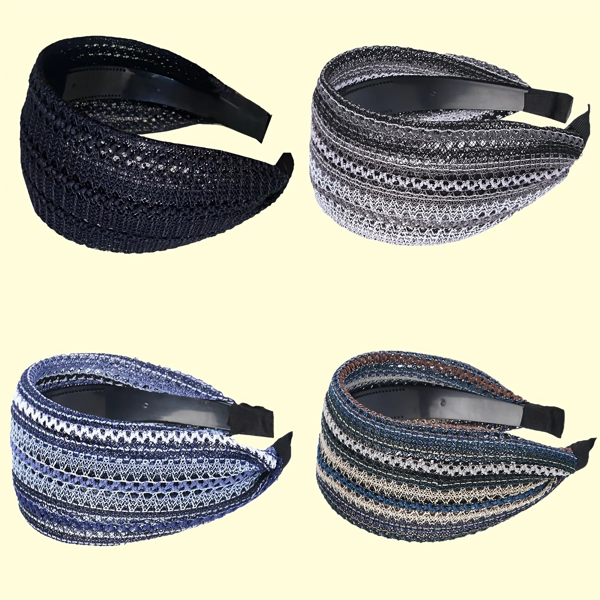 

Woven Wide Brim Hair Band Mother Covering Gray Hair Toothed Non-Slip Color Knitted Hair Band Headbands for Women Diademas