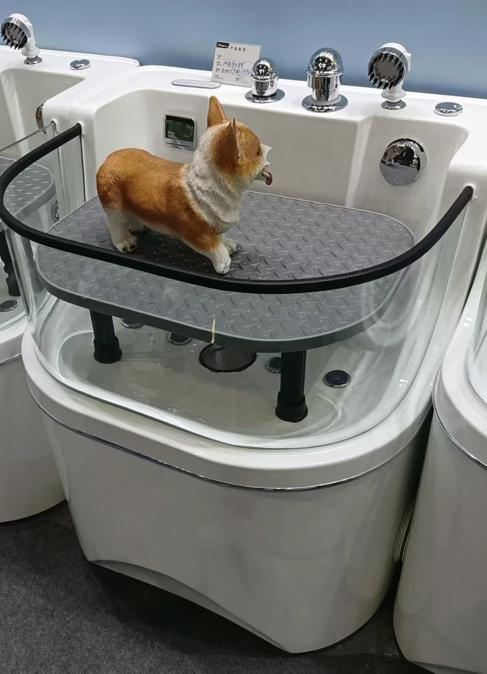 eco-friendly acrylic pet grooming spa tub with ozone and milk bath functions for dogs and cats