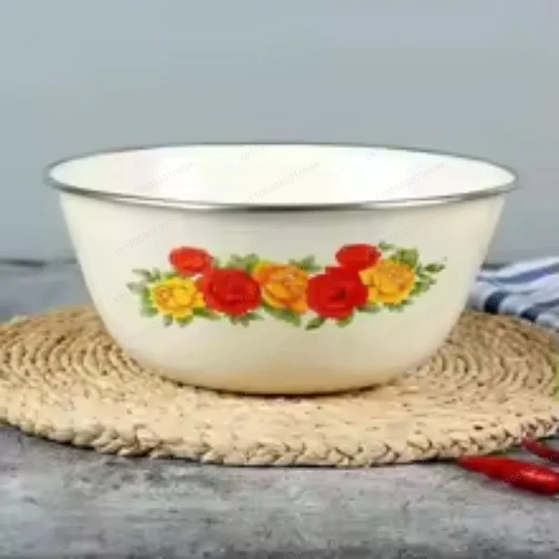 Enamel preservation bowl nostalgic old iron enamel soup basin large capacity instant noodle bowl true enamel mixing bowl