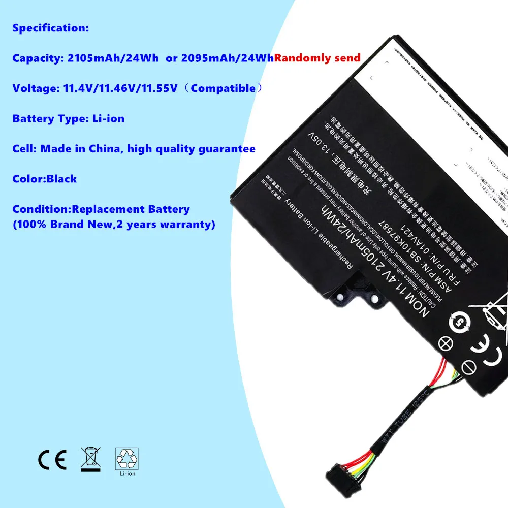 Batteria del computer portatile da 24Wh per Lenovo ThinkPad T480 T470 A485 A475 01AV421 01AV419 SB10K97576 01AV420 SB10K97577 01AV489 SB10K97578