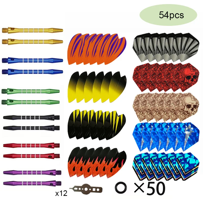 

12/18pcs Premium Aluminum Dart Shafts Set 53mm with Flights&Rubber O-Rings,Darts Accessories for Home Club&Tournaments