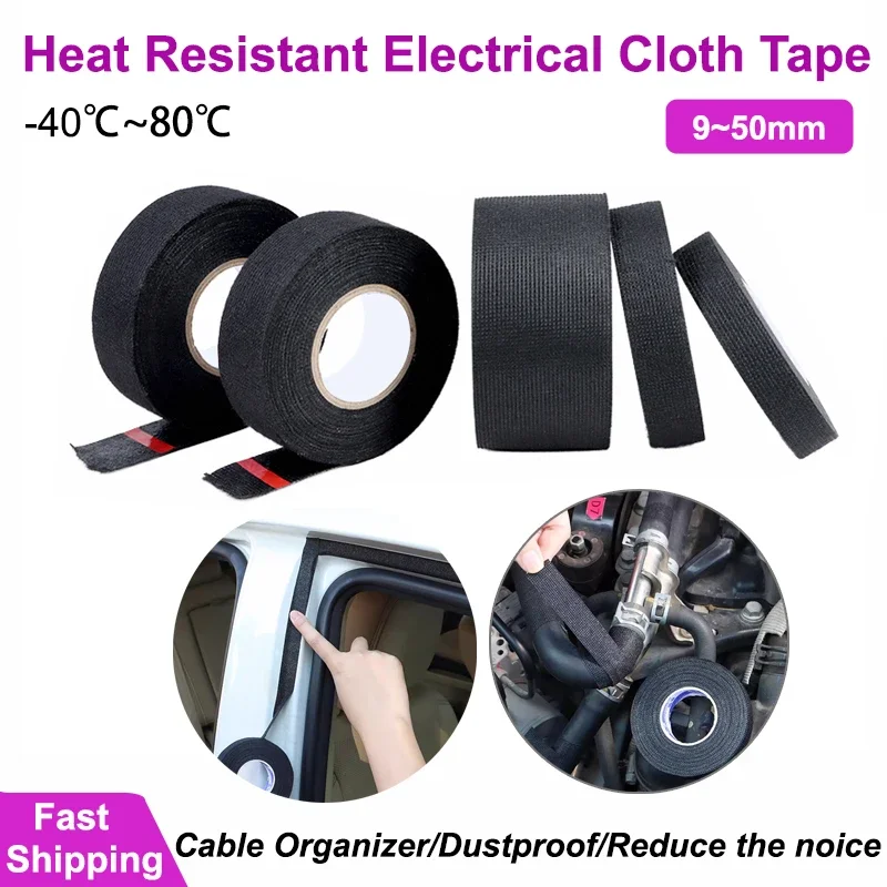 

Electrical Tape Heat-resistant Harness Bundle Insulation Auto Wiring Fabric Cloth Wrap Waterproof Cable Organizer Adhesive Tapes