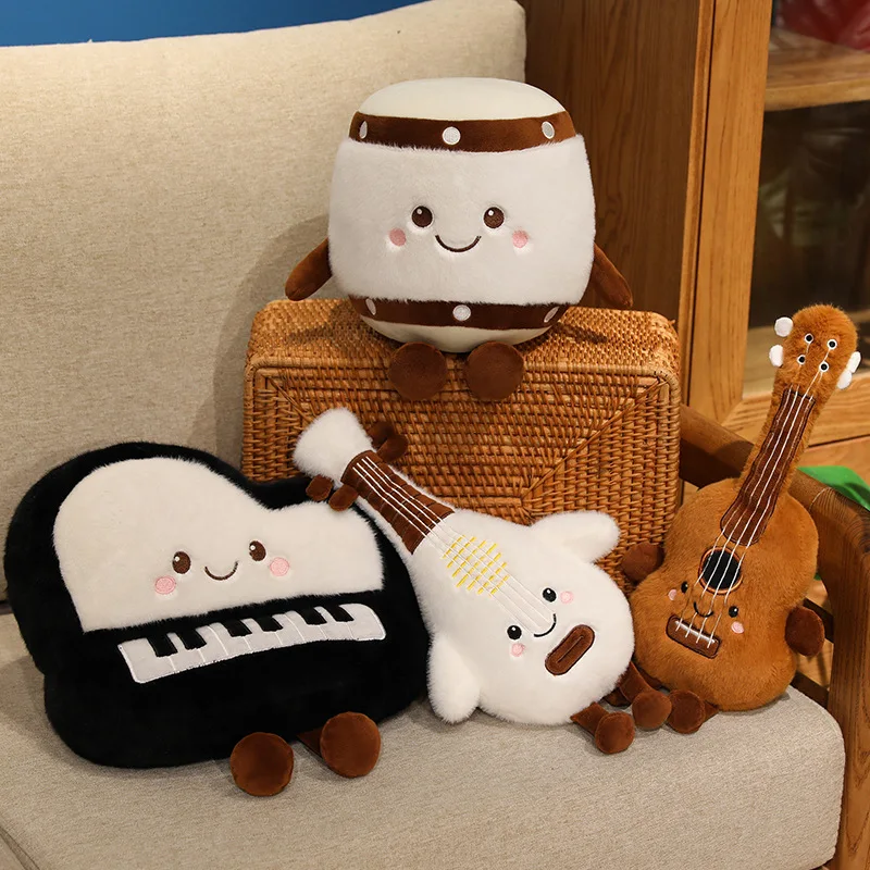 Fun Musical Instrument Plush Toys Simulation Piano&Guitar Doll Cute Musical Instrument Drum&Pipa Plush Stuffed Pillow Girl Gifts