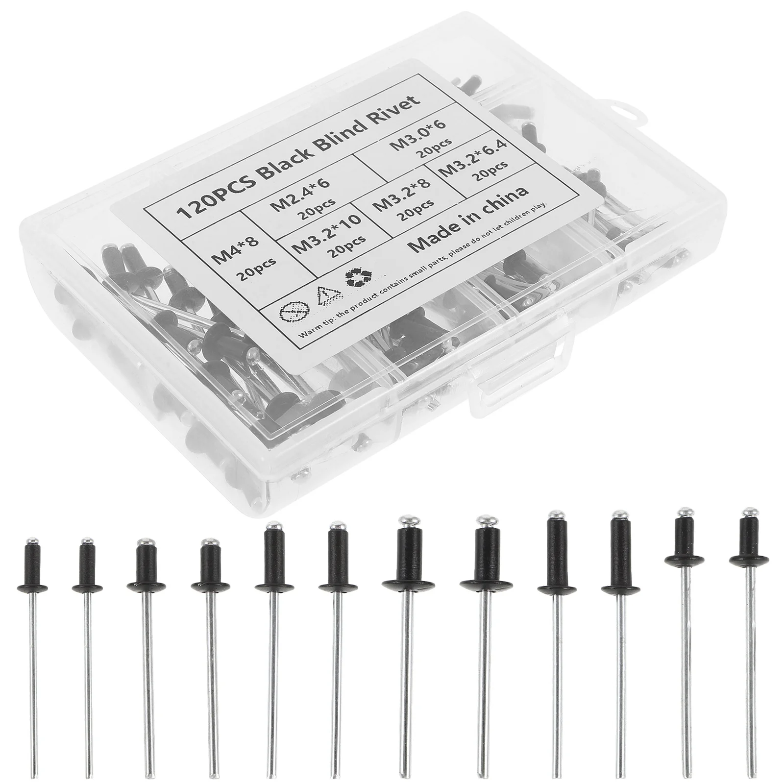 

120Pcs Pop Rivets Assortment Kit Easy Install for Multiple Applications Rivet Set Rivet Assorted Rivets Aluminum