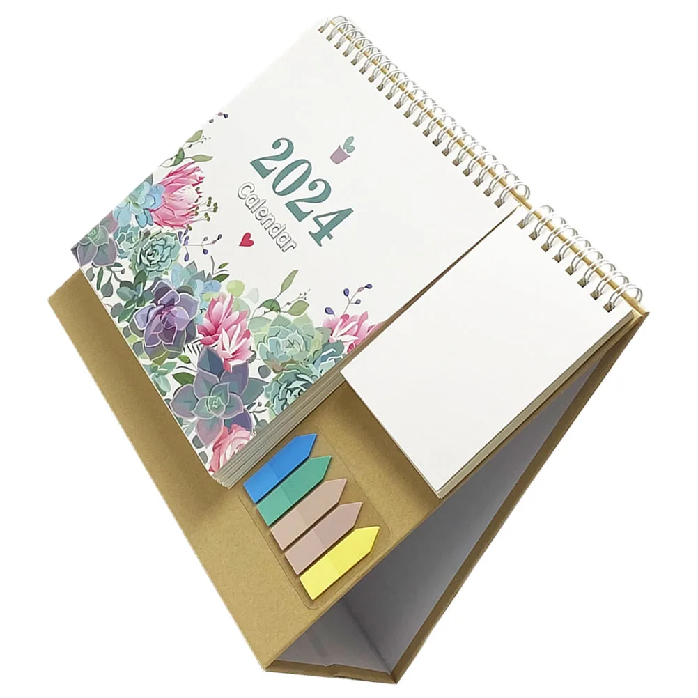 2024 Desk Multifunctional Calendar Office Decor Retro Year Planner Monthly Small Stand up for Dating
