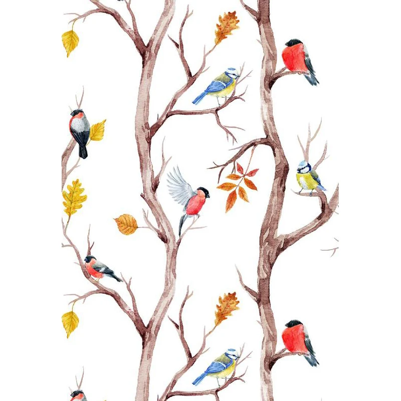 

Multicolor Sparrow Self Adhesive Wallpapers Balding Branch Removable Peel and Stick Wall Stickers for Bedroom Cabin Wall Decor