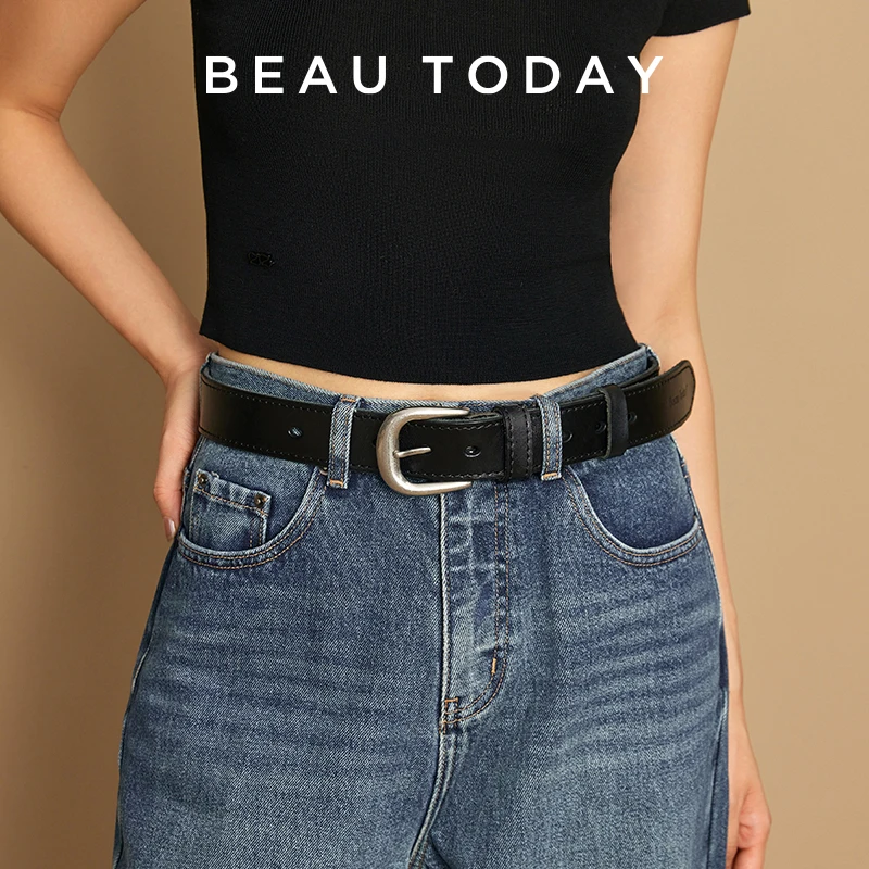 BEAUTODAY Luxury Brand Belts Women Genuine Leather Silver Buckle Designer Gifts Jeans Dress Accessories Waistband Handmade 91089