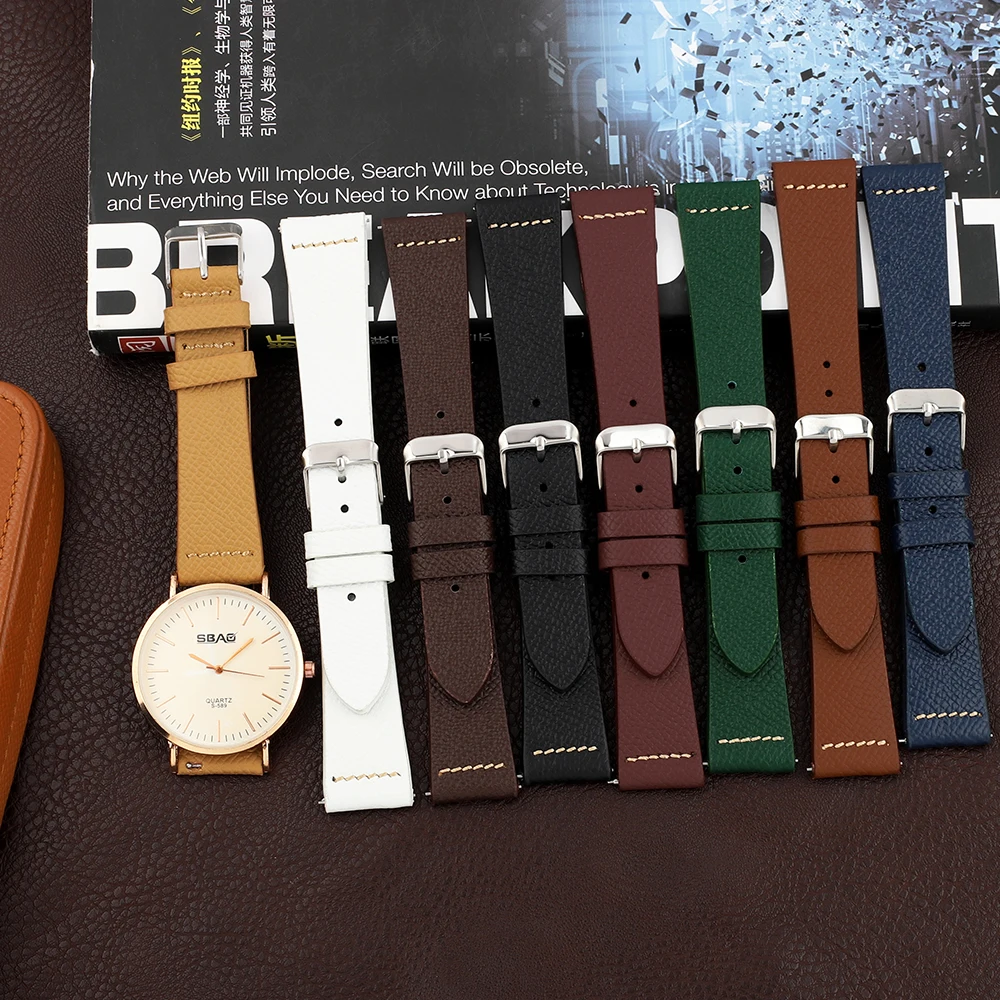 Handmade Palm Pattern Leather Watchband Retro Men Women Watch  Strap Watch Accessories Bracelet 16mm 18mm 20mm 22mm