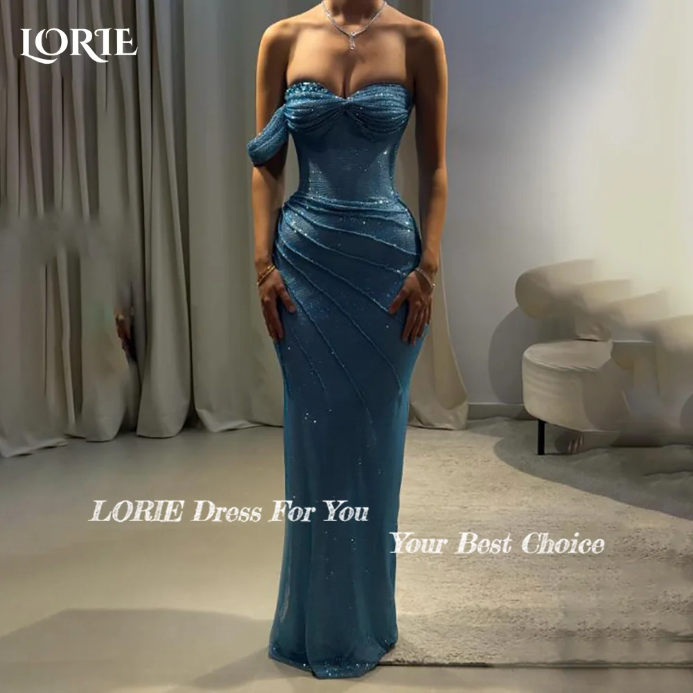 LORIE فستان سهرة عربي بكتف واحد ثنيات لامعة طول الأرض حورية البحر فساتين لحضور الحفلات الموسيقية ثنيات عربية للحفلات مخصصة 2026