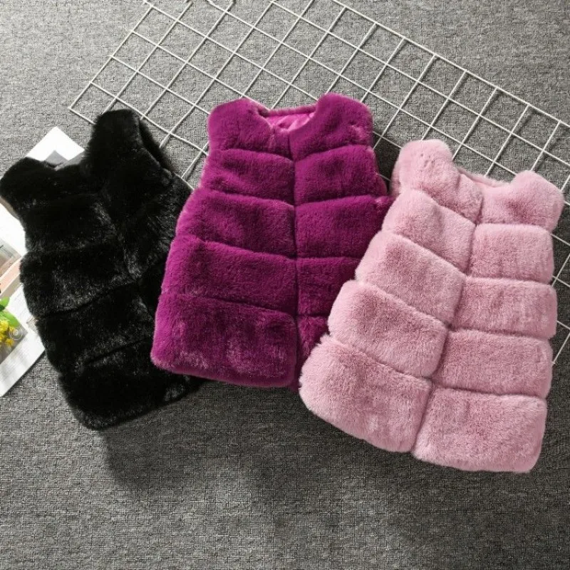 

2023 Fashion Girls Fur Vest Autumn Winter Waistcoat Faux Fur Sleeveless Jacket For Girls Christmas Clothes Kids Princess Outwear