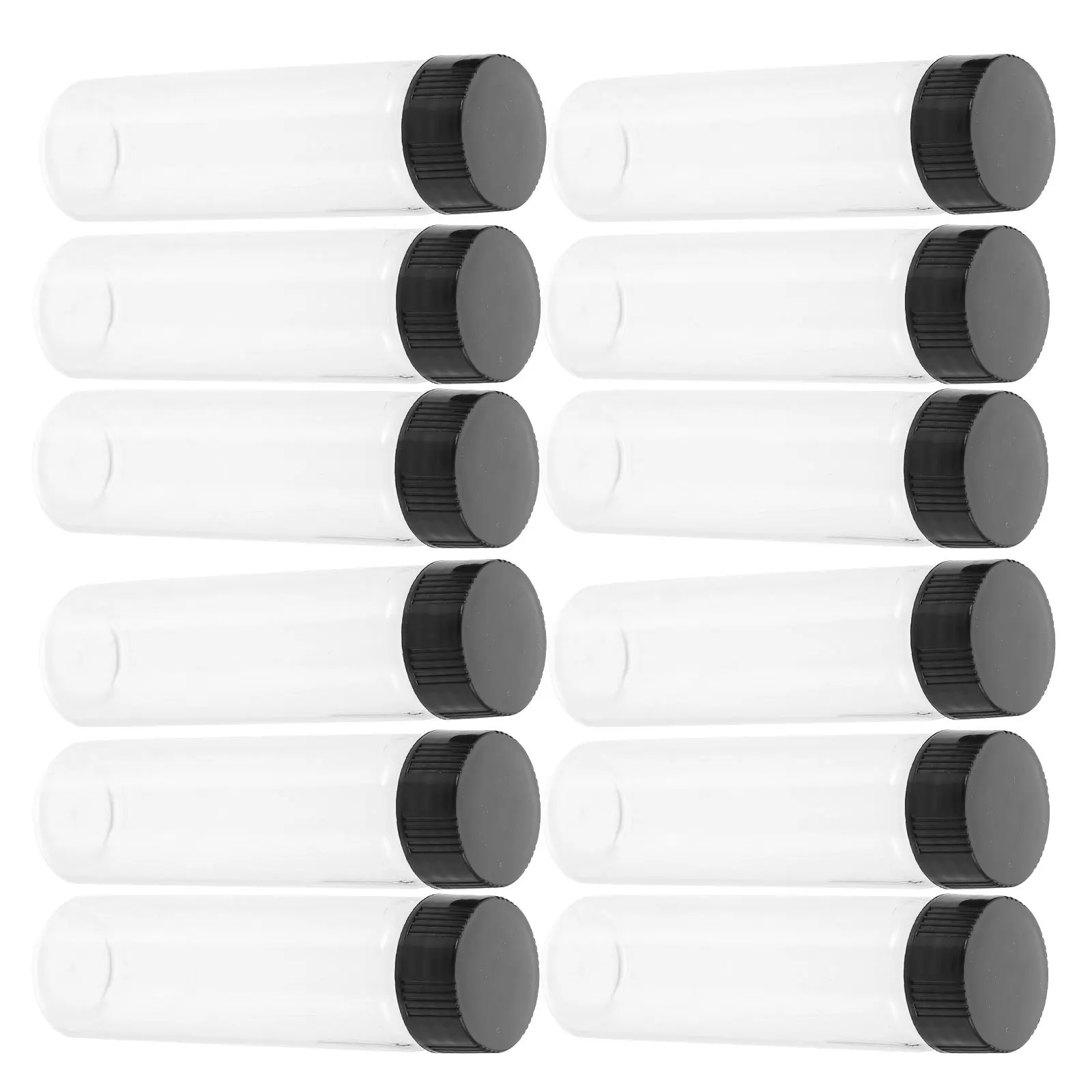 12개 투명 유리 바이알 병 클리어 리필 가능한 샘플 용기 누수 방지 뚜껑 휴대용 오일 액체 보관용