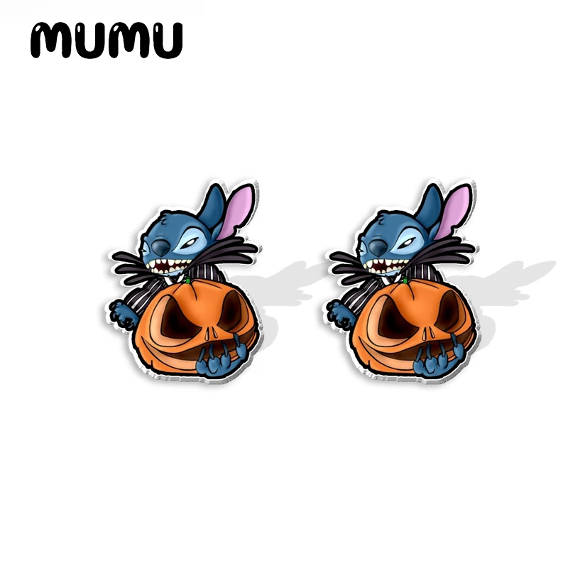 2024 New Halloween Lilo Stitch Stud Earring Ghost Epoxy Jewelry Resin Acrylic Earrings Handmade Gifts Fans