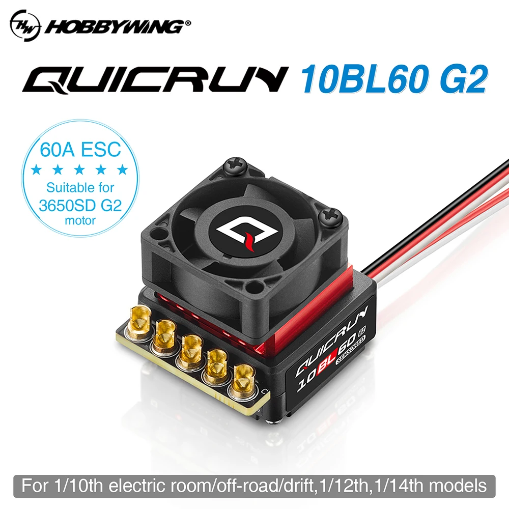 HOBBWING QUICRUN 10BL60 G2 Brushless ESC Buit-in BEC 6V/7.4V 2S Lipo For 1/10 Electric Room Off-road Drift 1/12 1/14 Models Car