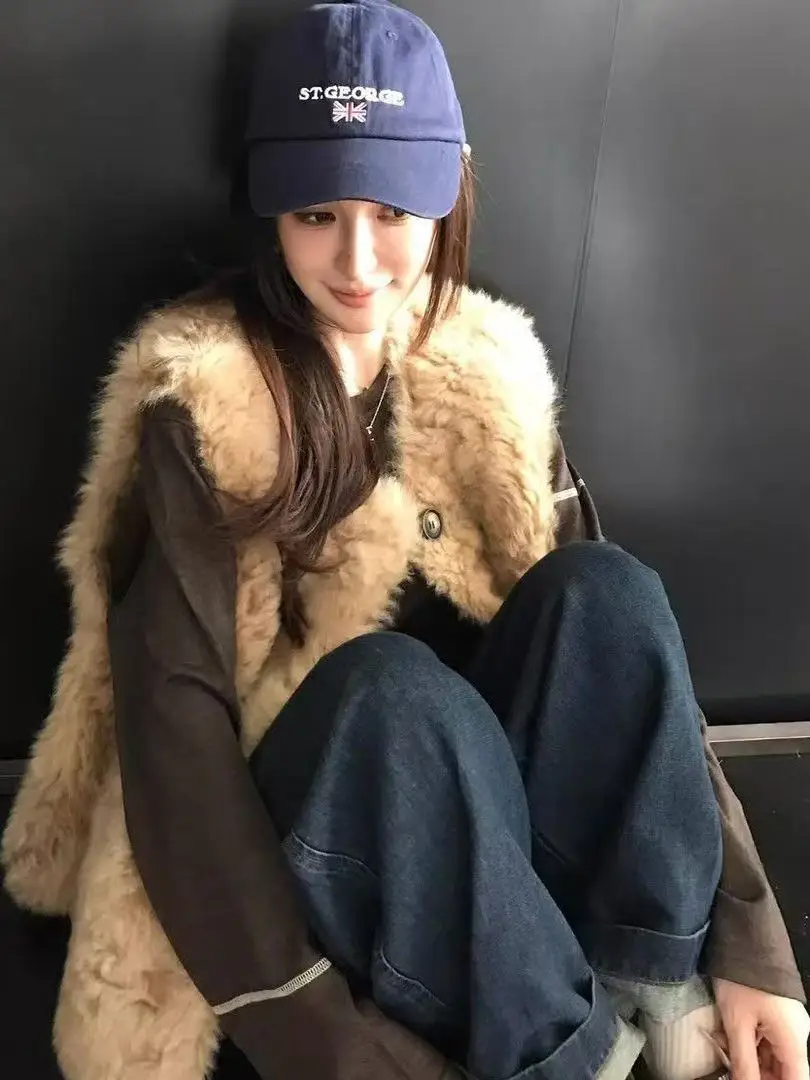 

Lamb Fur Vest Warmth And Comfortable Sle for Autumn And Winter New Arrival Women's Faion Outerwear Korean Sle ort Coat