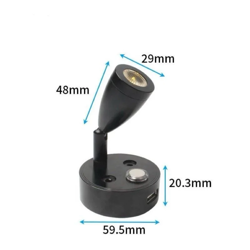2 Pcs 12V LED Strip Light with USB Port, Dimmable Touch Night Light, Marine Reading Lamp, Yacht Accessories, Universal for Yacht