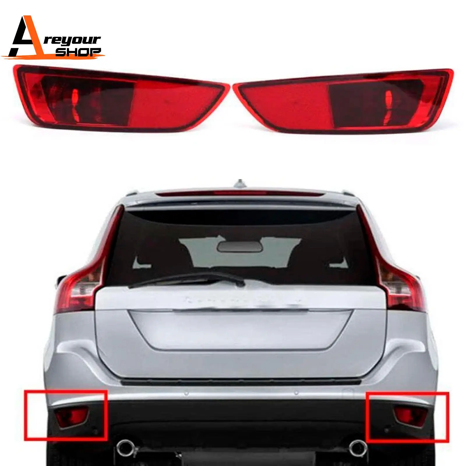 

Left&Right Rear Bumper Fog Light Lamp Reflector for Volvo XC60 2008 2009 2010 2011 2012 2013