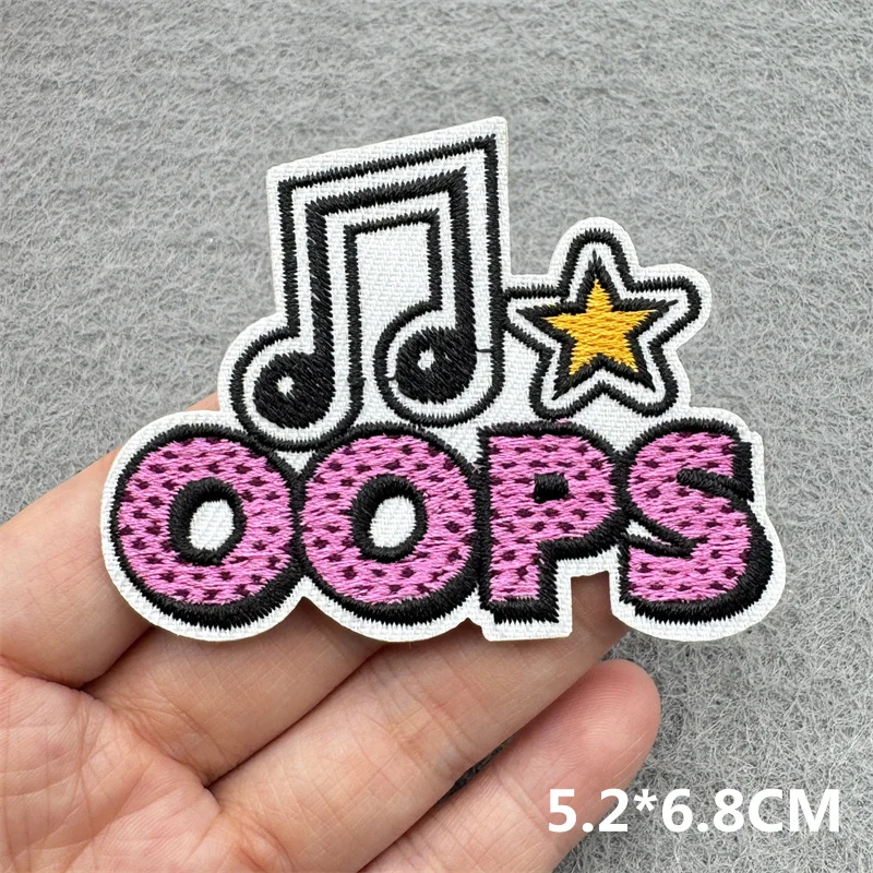 Musik Band Stickerei Patch Eisen Auf Für Kleidung DIY Schmelzbare Patches Disco Ball Herz Plaid Muster Patch Aufkleber Abzeichen – Detail 4