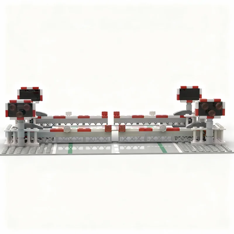 286pcs MOC UK Single Track Full Barrier Level Crossing Train Model Building Blocks Collection Idea Education DIY Assemble Craft
