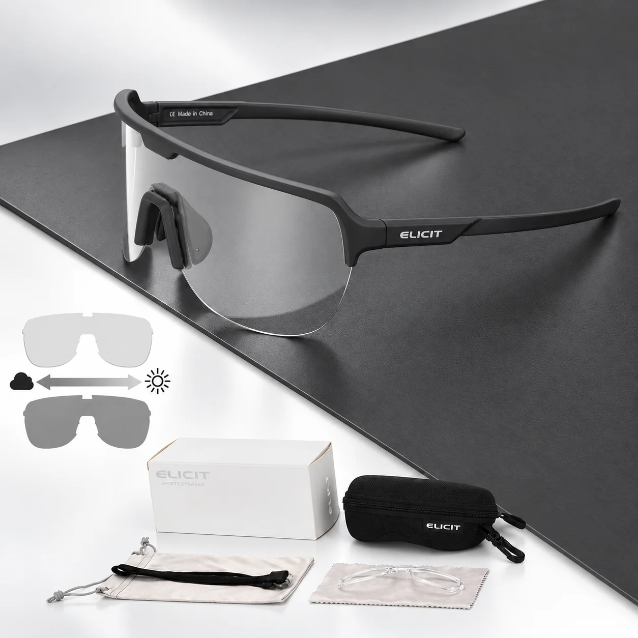 ELICIT Photochromic Cycling Sunglasses Outdoor Sports Mountain Road Bicycle For Men Women Sun Glasses UV400 Protection Day Night