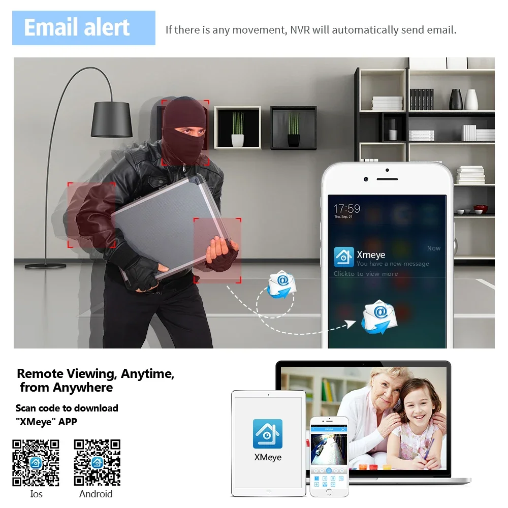 LOOSAFE 24CH H.265X Sistema di telecamere di sicurezza per visione notturna Poe Rilevamento movimento Avviso Telecamera IP 5mp Kit remoto per telefono e PC gratuito per esterni