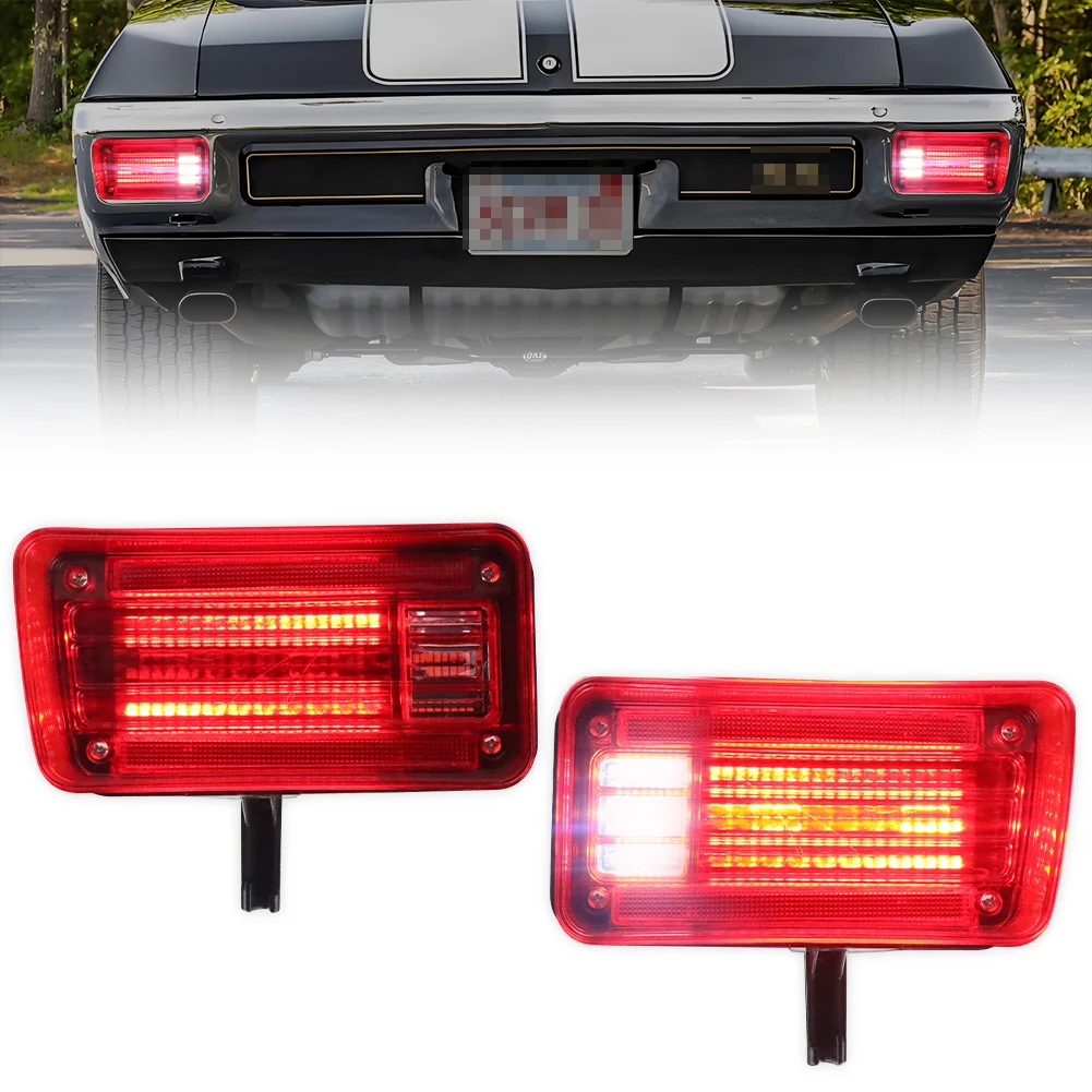 2Pcs Rear Tail Light Backup Light Reverse Light Brake Light DRL Light Daytime Running Light Red/White LED For 1970 Chevrolet Chevelle