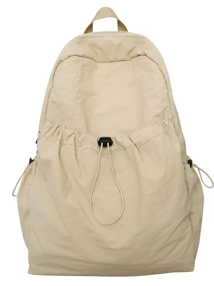 Pure Color Men's Backpack Large Capacity Nylon Folded Traveling Climbing Bag Lightweight High School And College Students Bag