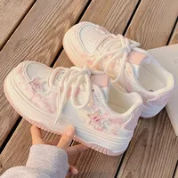 2026 Spring New Platform Sneakers for Women Fashion Casual Pink Shoes Female Lace Designer Chunky Sneakers Shoes Woman