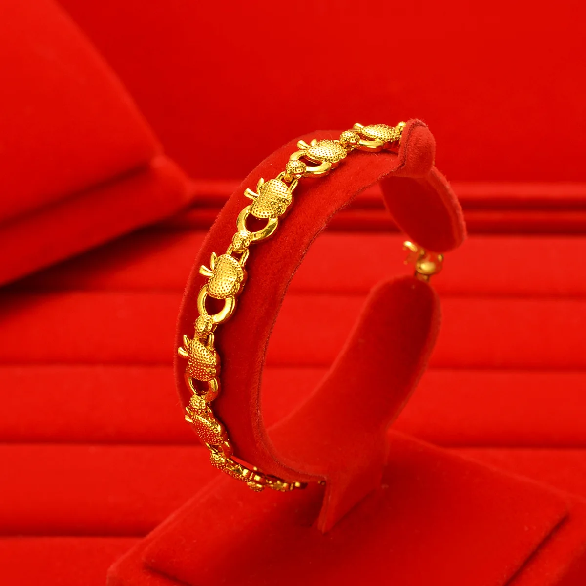 

Noble AU999 gold bracelet ladies apple wrist chain 24K pure gold wedding jewelry female watch chain for girlfriend gift