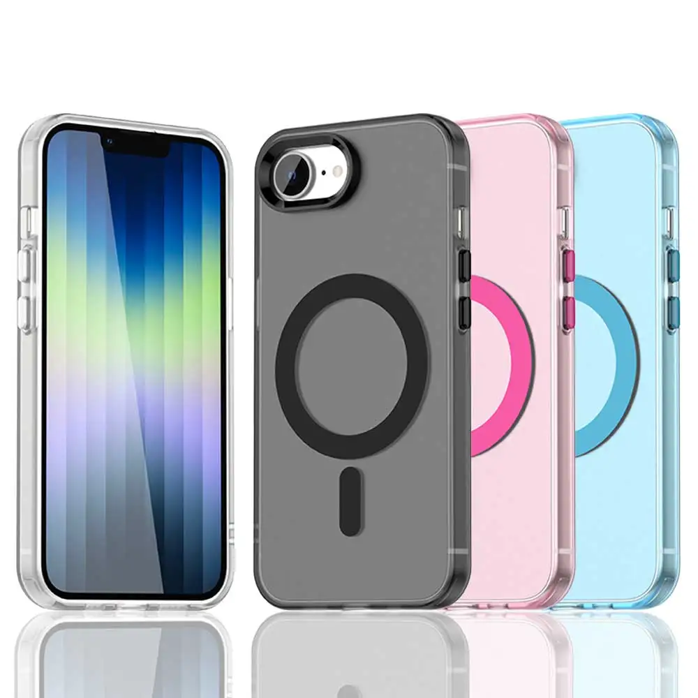 Magnetic Wireless Charging Case for Apple IPhone 17E 17 Pro Max 16E 15 14 Plus Cover Candy Colors Transparent Back Shell Coque
