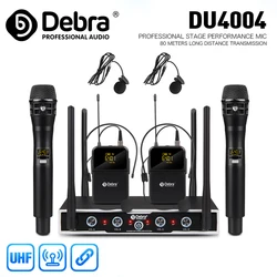 DU4004 UHF 4-channel wireless conference microphone with lavalier, handheld, headset for conferences, presentations, churches