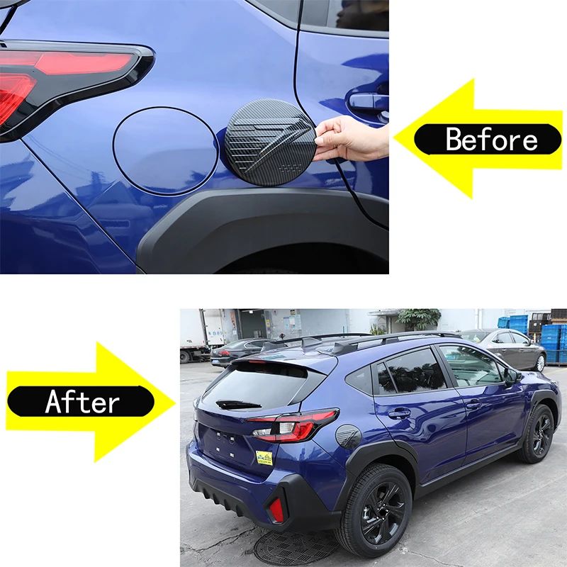 ABS ألياف الكربون غطاء خزان وقود السيارة ، ملصقا الزخرفية السوداء ، اكسسوارات السيارات ، سوبارو Crosstrek 2023 2024 #5